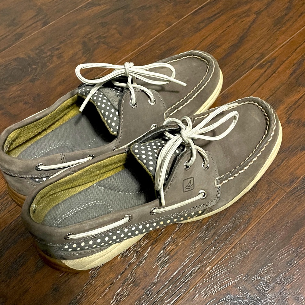 Sperry Shoes Grey Polka Dot Women Sperrys 8 Loafers
